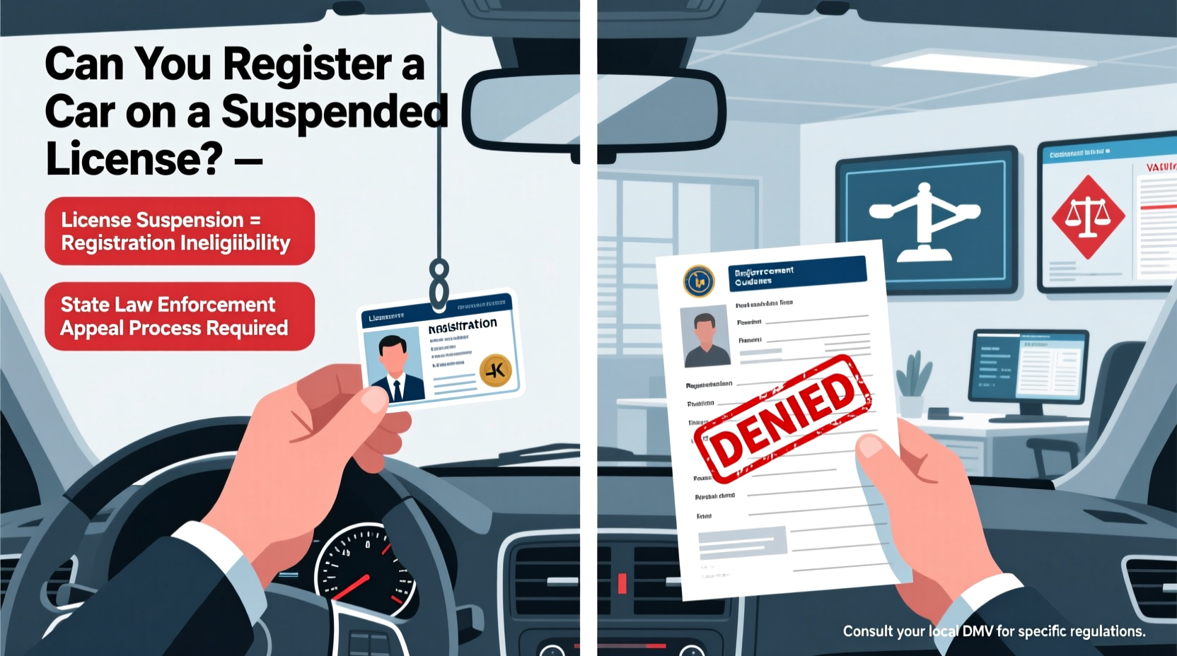 can you register a car on a suspended license