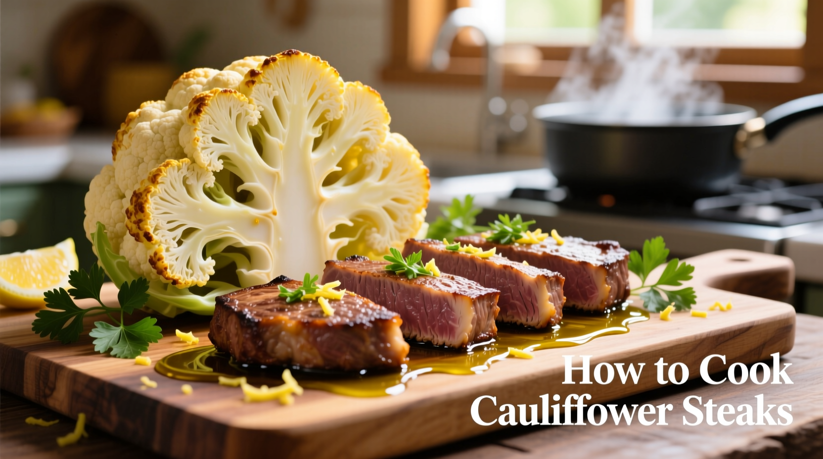 Blumenkohlsteaks als vegetarische Hauptmahlzeit