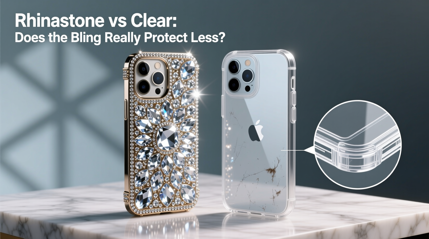 rhinestone vs clear phone case does the bling really protect your phone less
