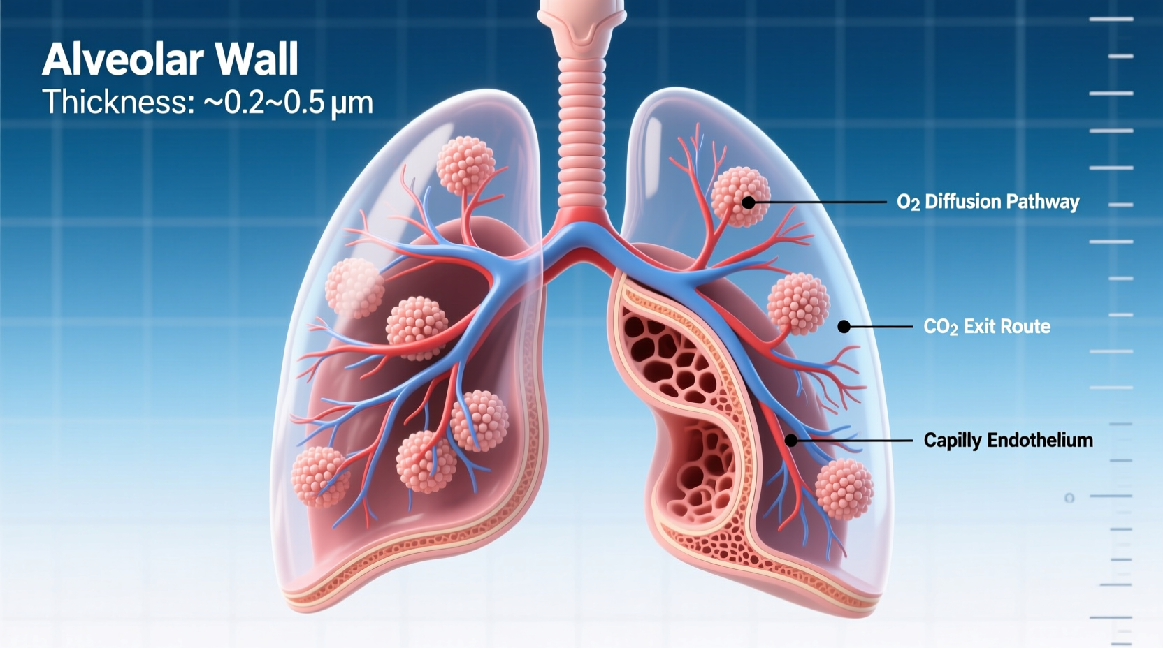 why are alveolar walls so thin reasons function explained