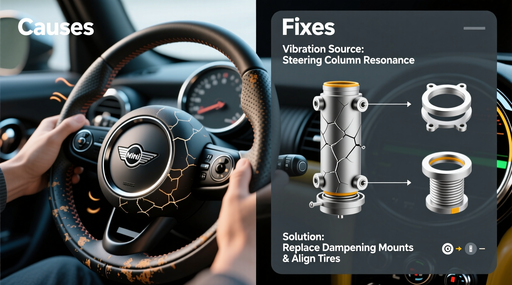 mini cooper steering wheel vibration