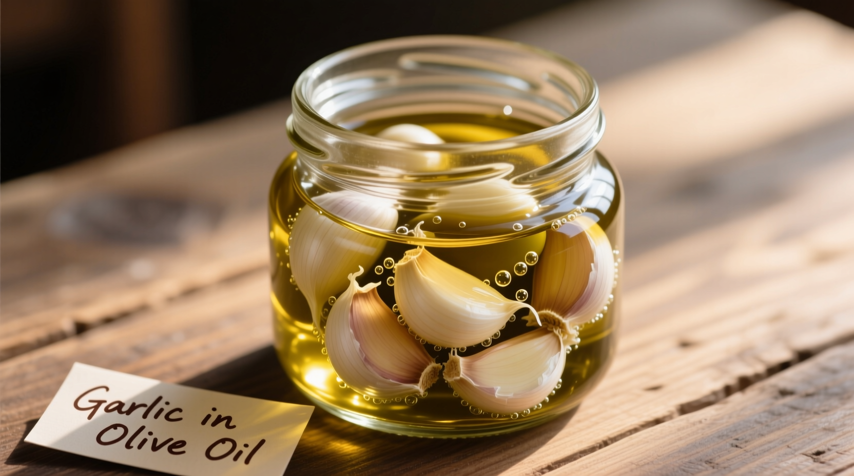 storing garlic in olive oil