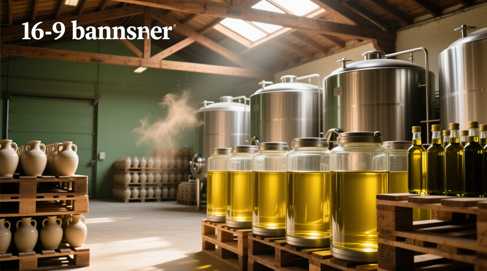 Bulk olive oil storage containers in commercial kitchen