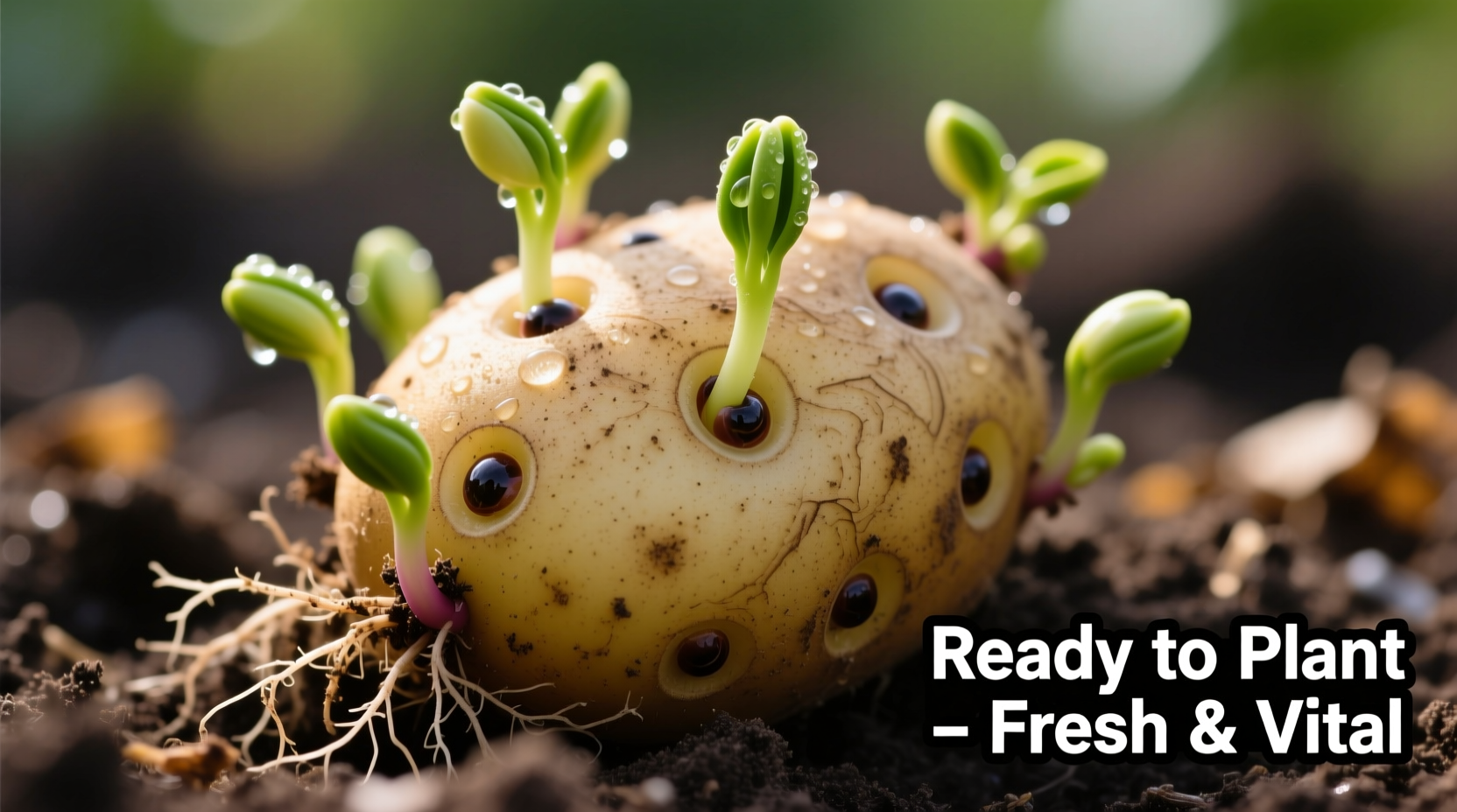 Healthy potato eyes showing sprouts ready for planting