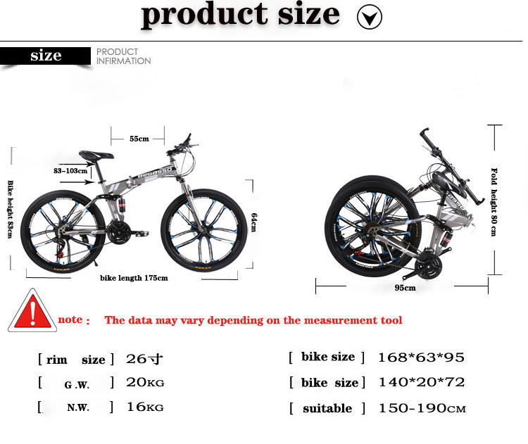 26 Inch Fat Frame Bike Durable Versatile Mountain Bike