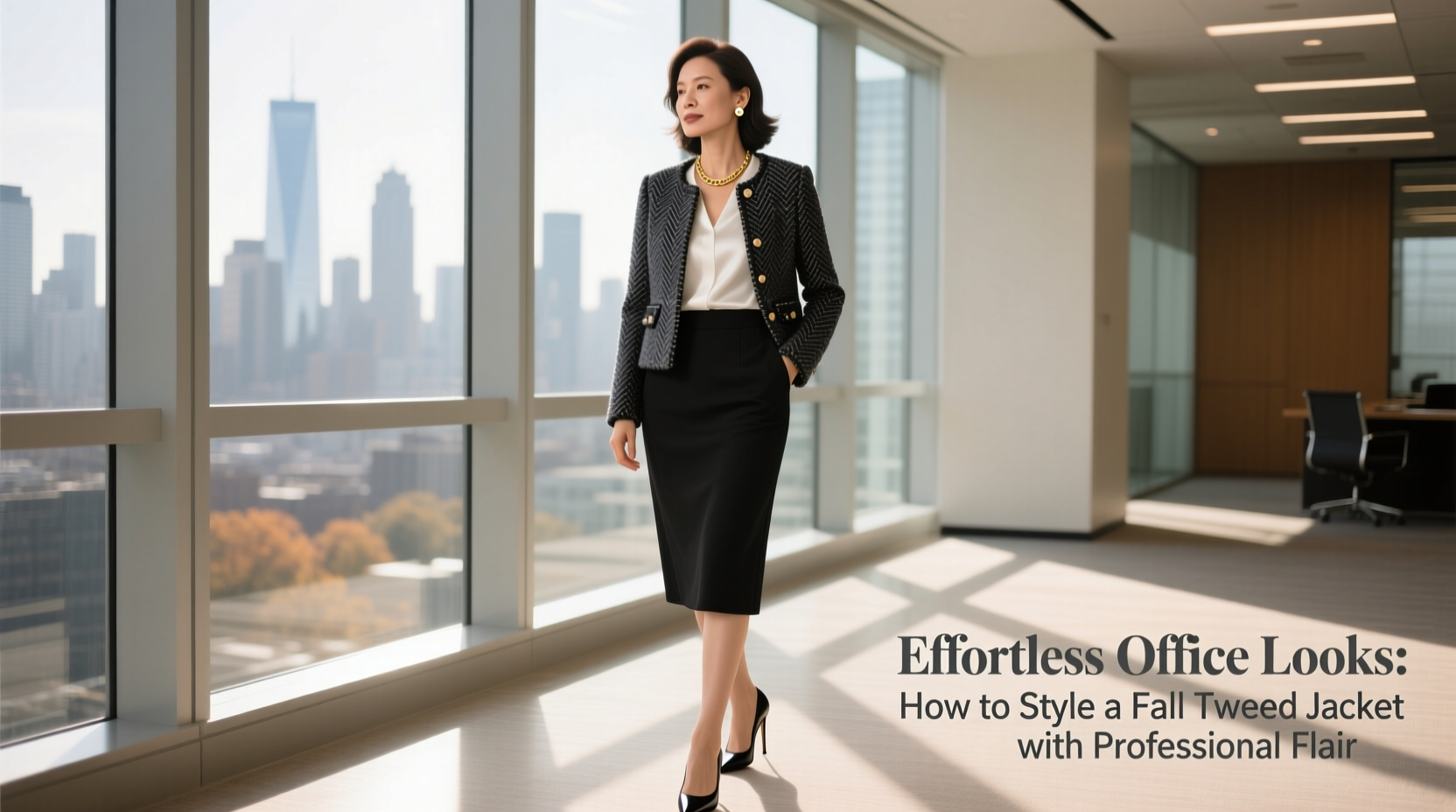 effortless office looks how to style a fall tweed jacket with professional flair