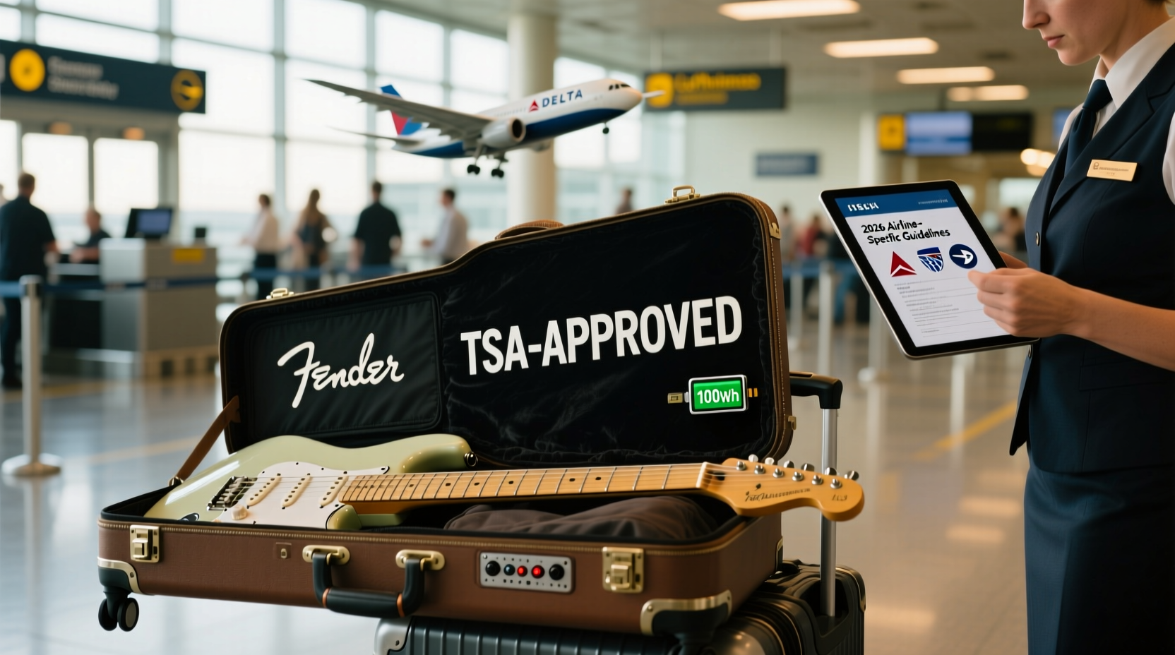 Can You Fly With a Fender Electric Guitar in Carry-On? TSA-Approved Cases, Lithium Battery Rules for Onboard Preamps, and Airline-Specific Policies (2026)