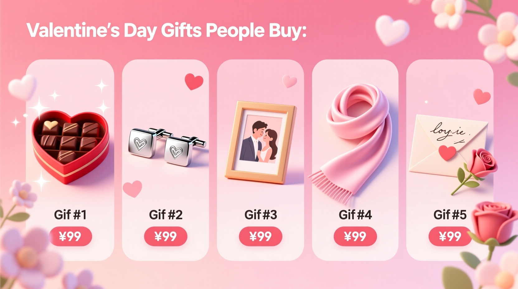 what are the top 5 gifts purchased for valentines day