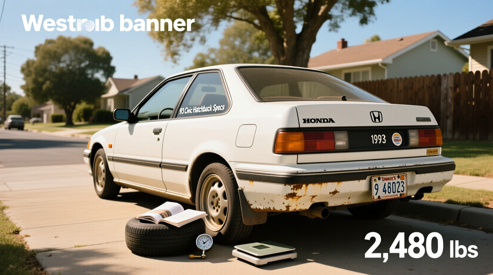 Close-up view of 1993 Honda Civic hatchback engine bay showing D-series engine