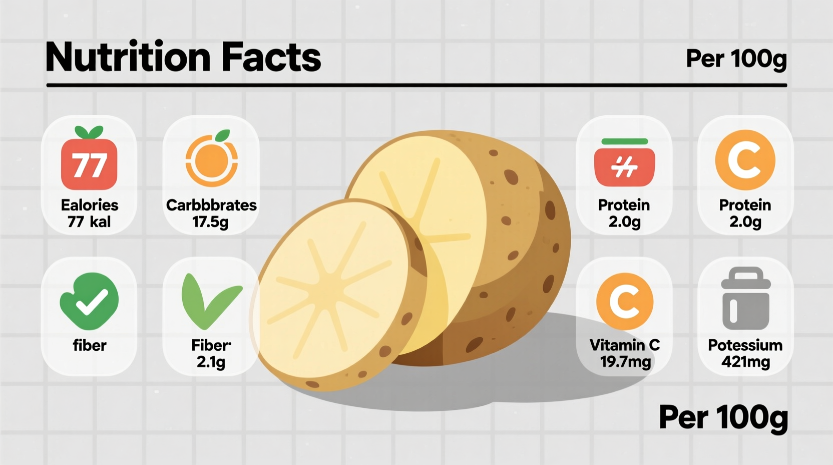 potato nutritional information per 100g