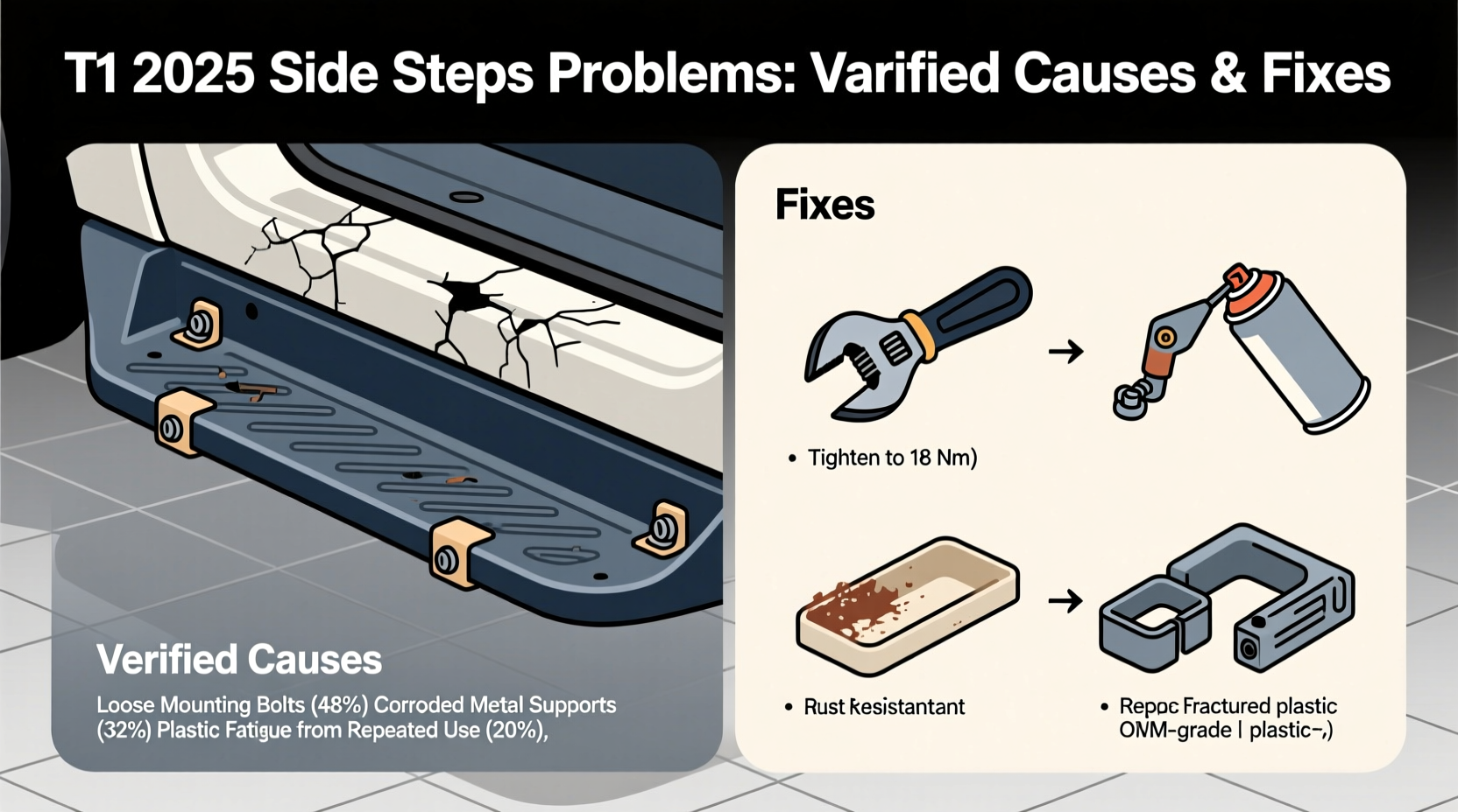 t1 2025 side steps problems