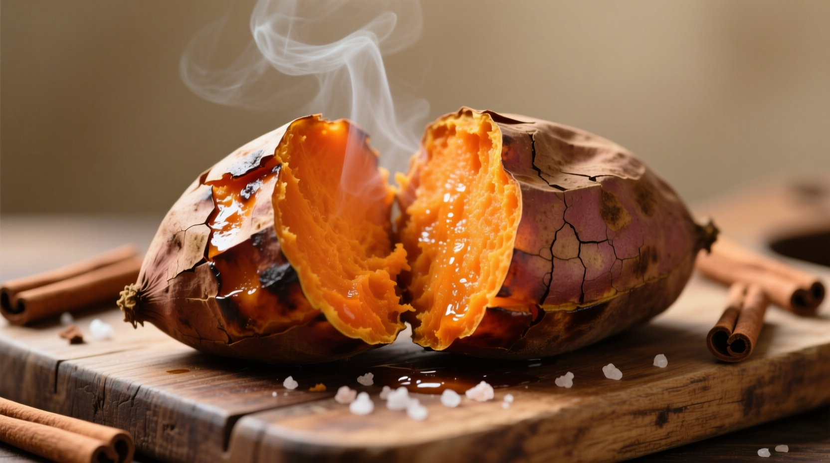 Freshly cooked sweet potatoes with vibrant orange flesh