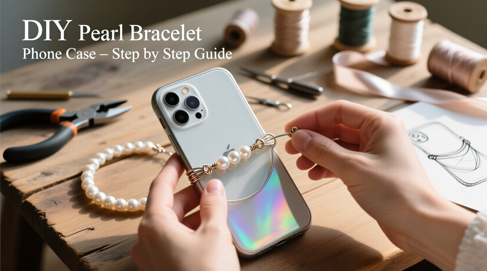 step by step guide to crafting your own elegant pearl bracelet phone case at home
