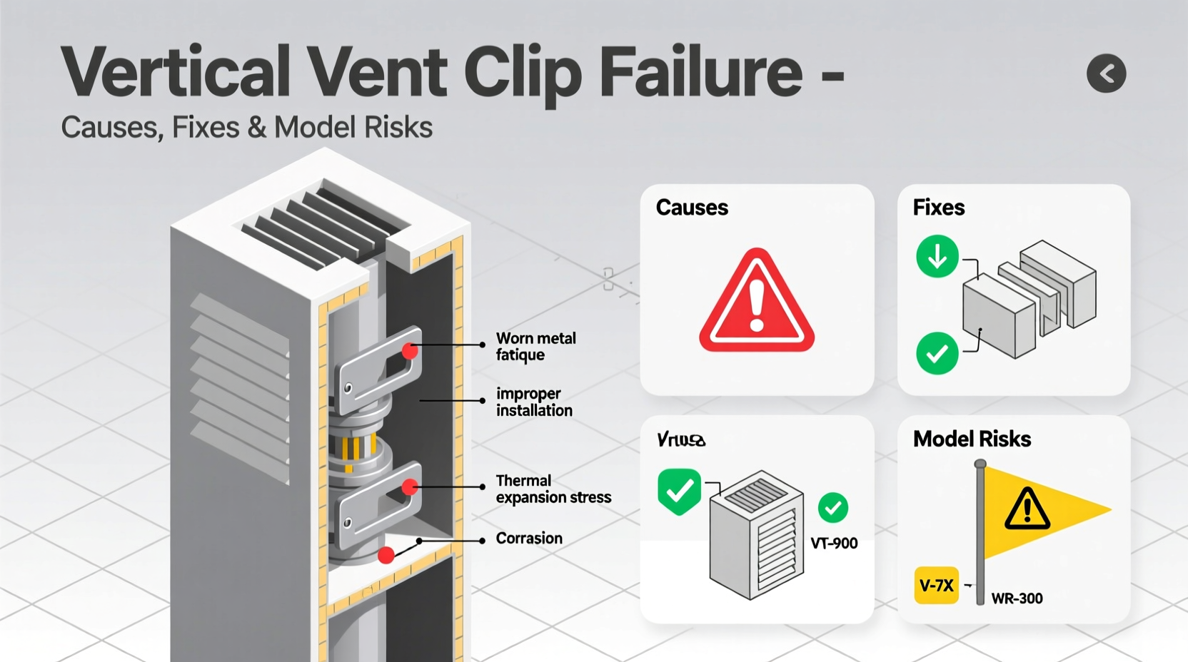 vertical vent clip failure