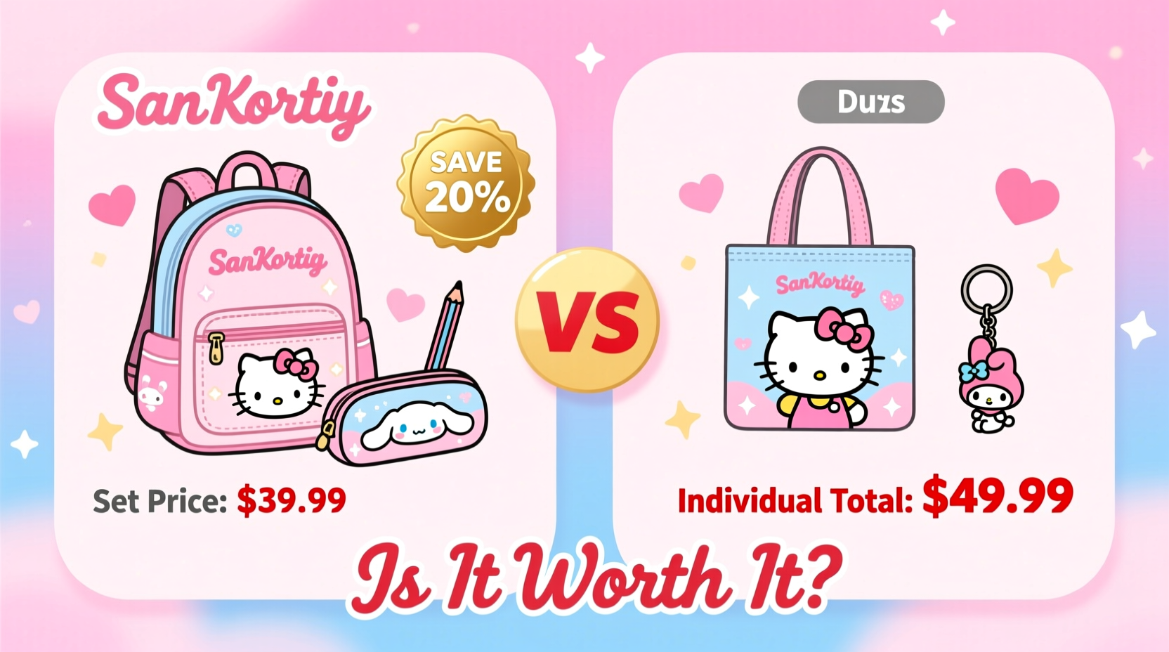 sanrio backpack set vs buying separate is it worth it or are you paying extra for the set