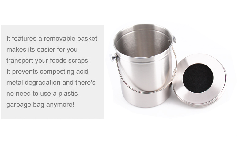 2021 new woodgrain coating compost bin kitchen counter top compost pail with 2 filter inside