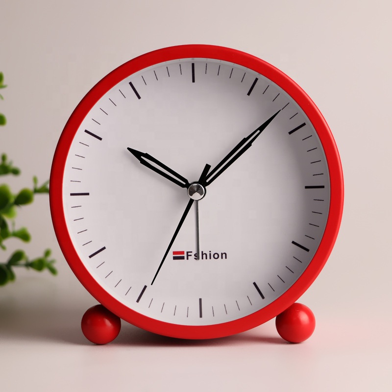 4 inch Round Alarm Clock Non Ticking with Night Light Super Silent Alarm Clock quartz analog metal alarm clock amazon hot sell