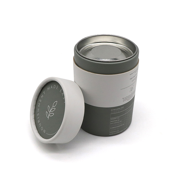 Cardboard Paper Tube Food Packaging With Metal Lid CMYK Color Logo Embossed