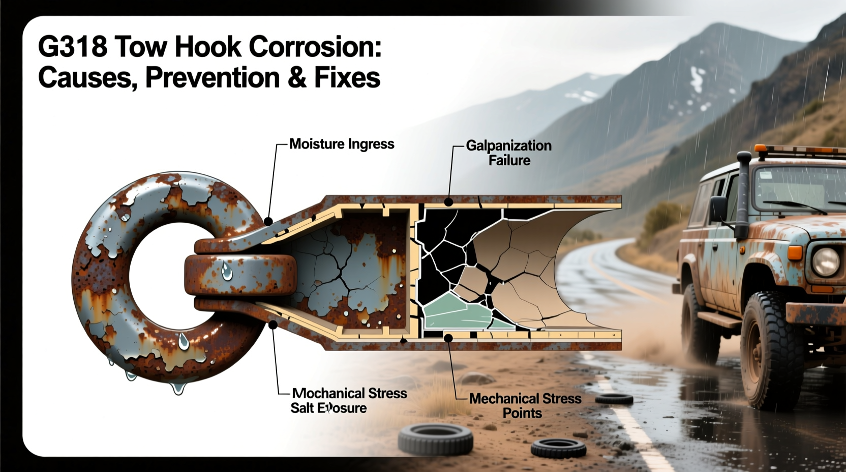 g318 tow hook corrosion
