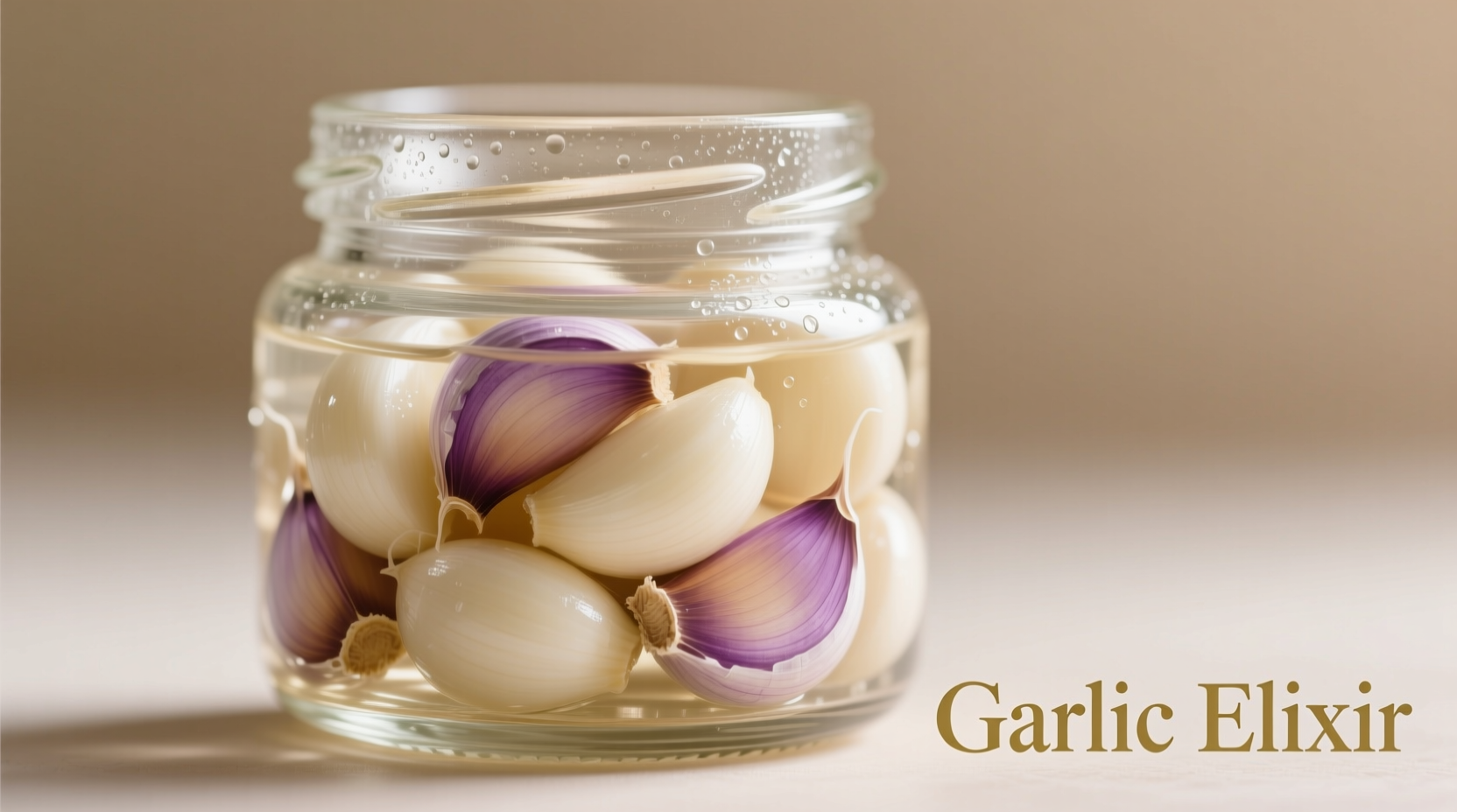 Close-up of high-quality jarred garlic in glass container