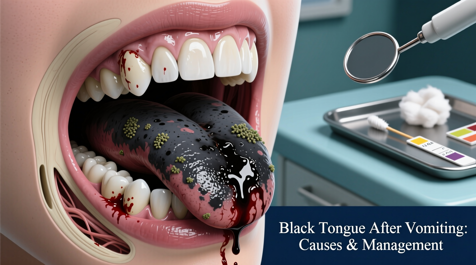 black tongue after throwing up causes and what to do