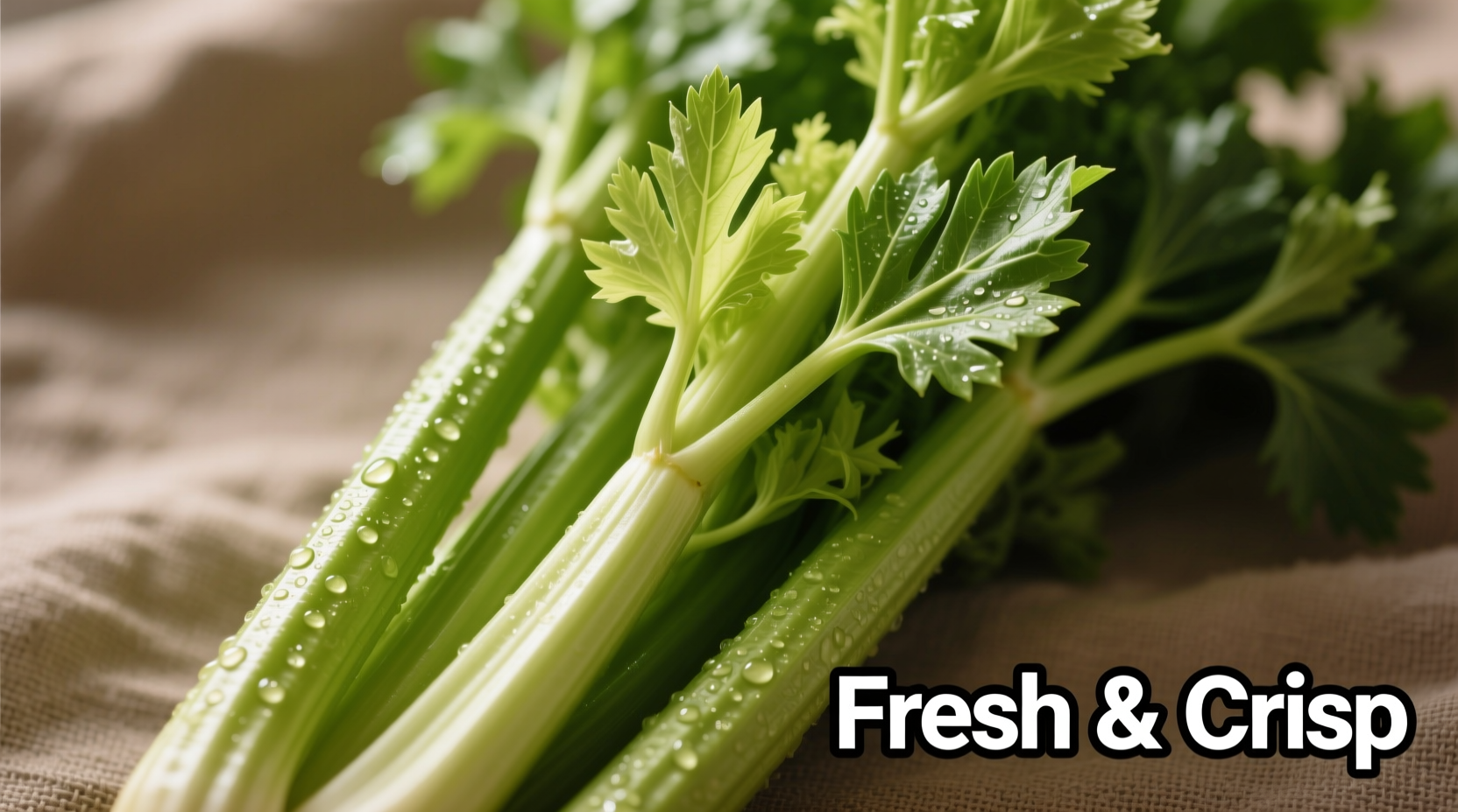 Fresh celery stalks with green leaves