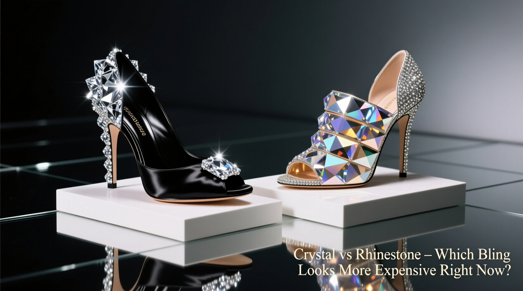 crystal vs rhinestone heels which bling looks more expensive right now