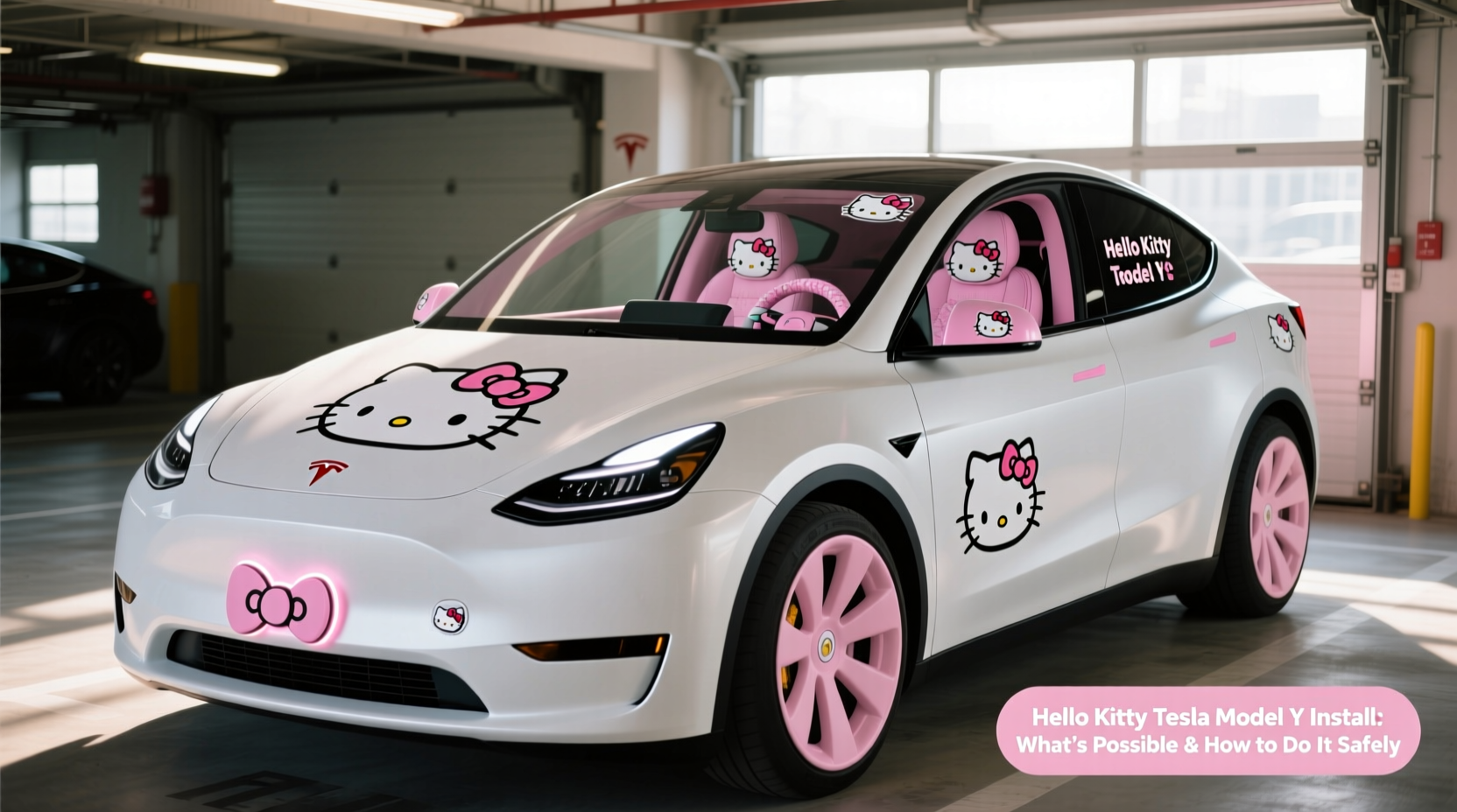 hello kitty tesla model y install