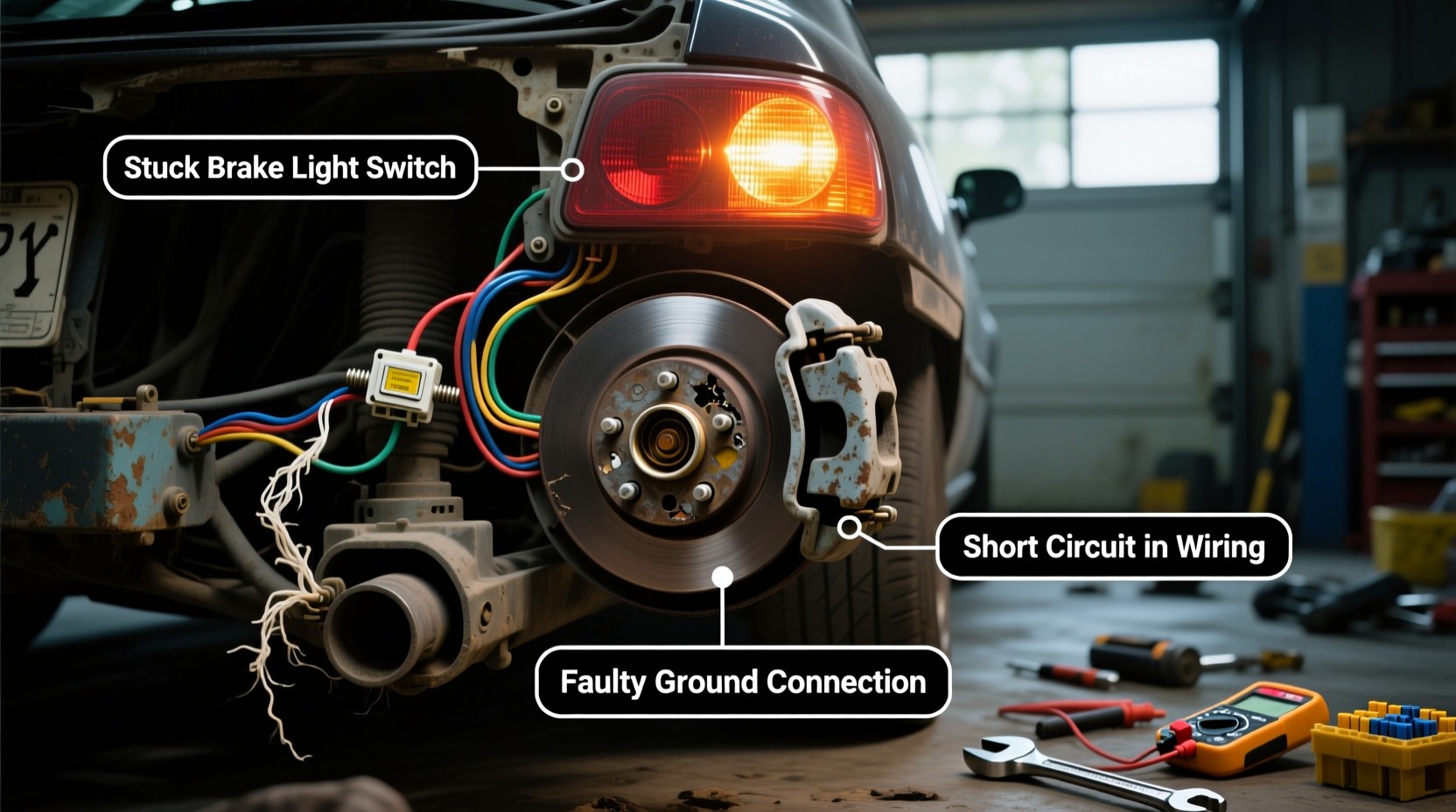 brake lights stuck on causes and how to fix it 3