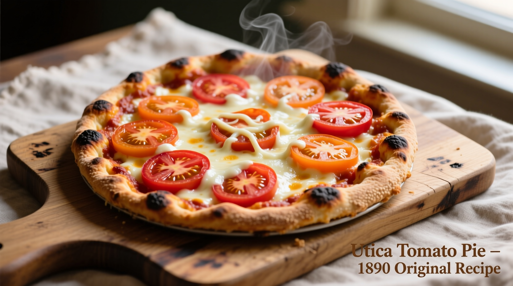 Traditional Utica tomato pie with cheese topping