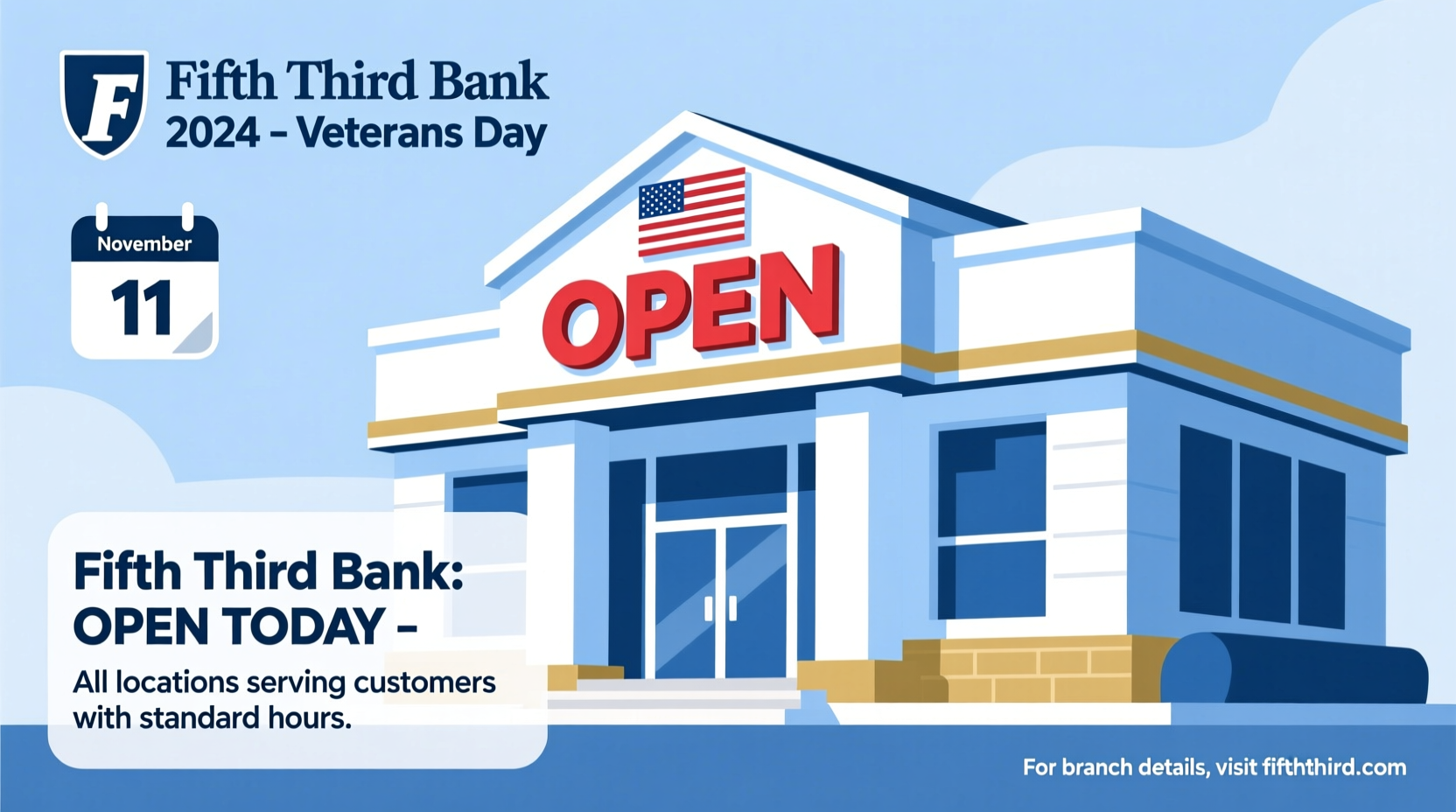 is fifth third bank open on veterans day