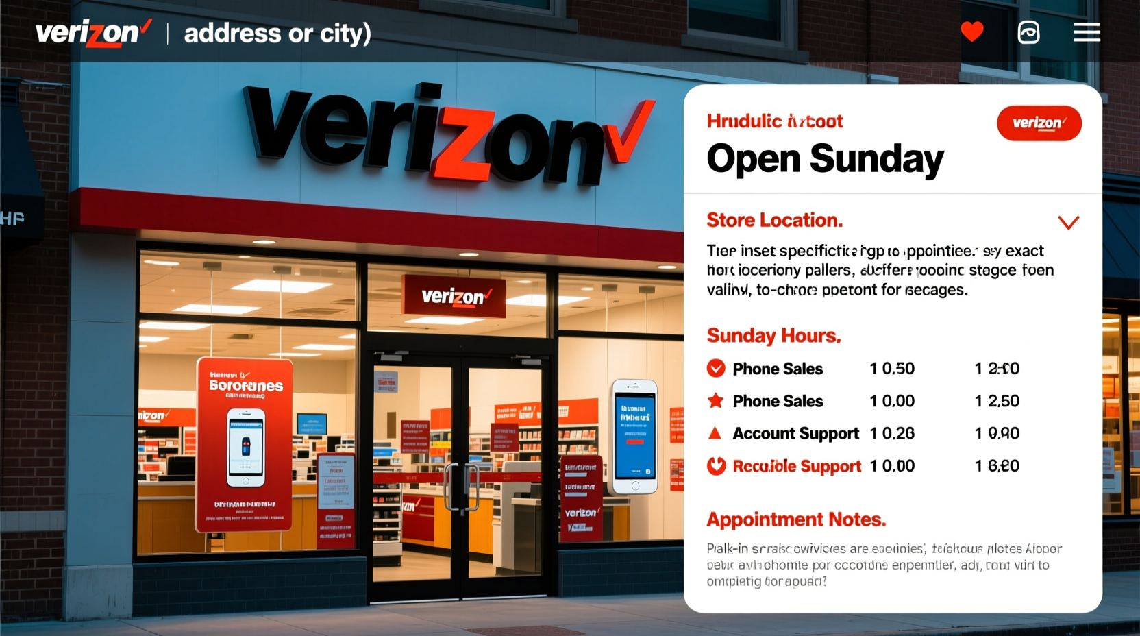 is verizon store open on sunday