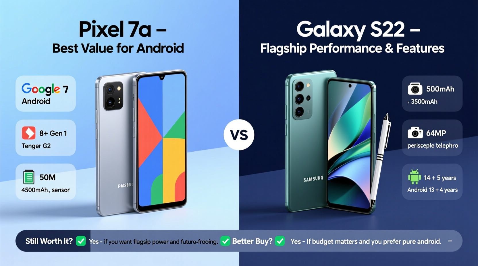 google pixel 7a vs galaxy s22 is the s22 still worth it or is the 7a the better buy