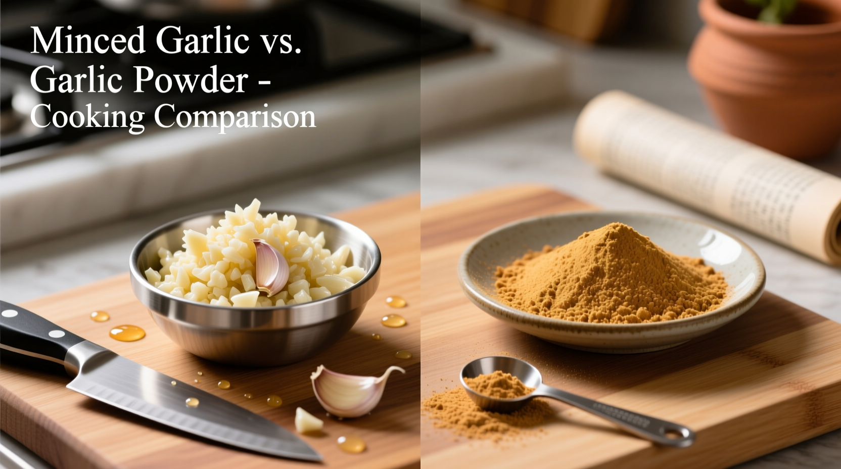 Minced garlic versus garlic powder comparison in cooking