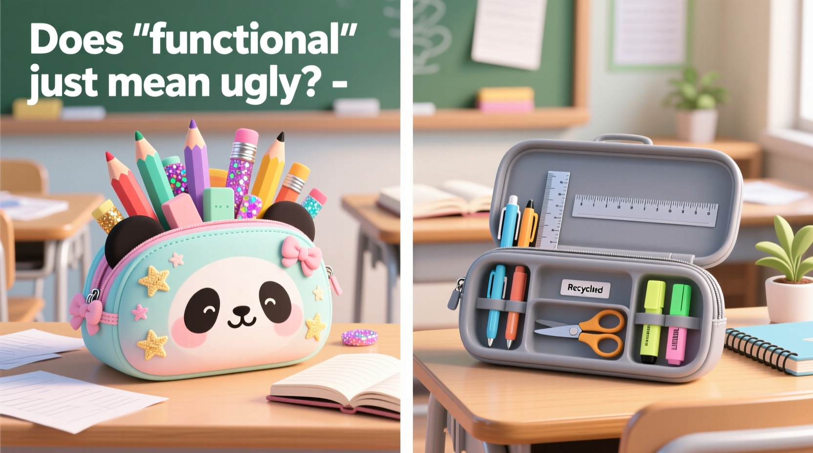 cute pencil bag vs functional pencil case does functional just mean ugly