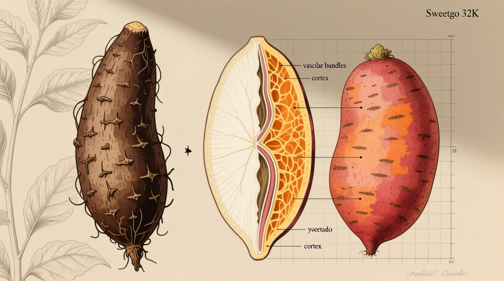 Yam and sweet potato side-by-side comparison