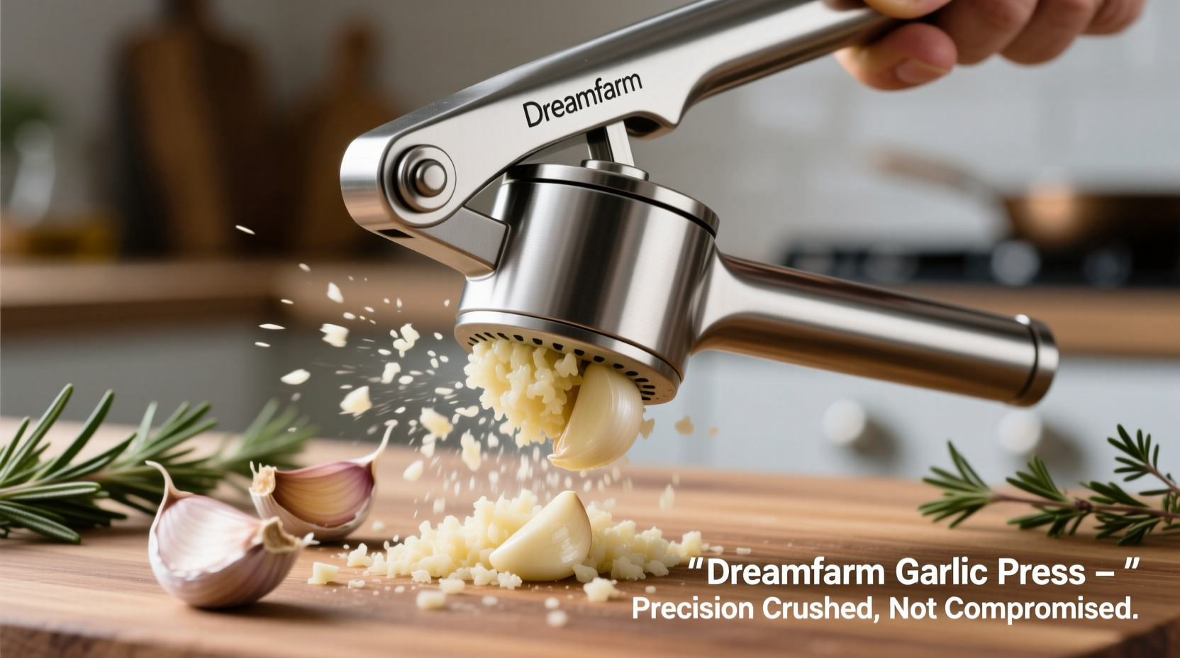 Dreamfarm garlic press crushing fresh garlic cloves