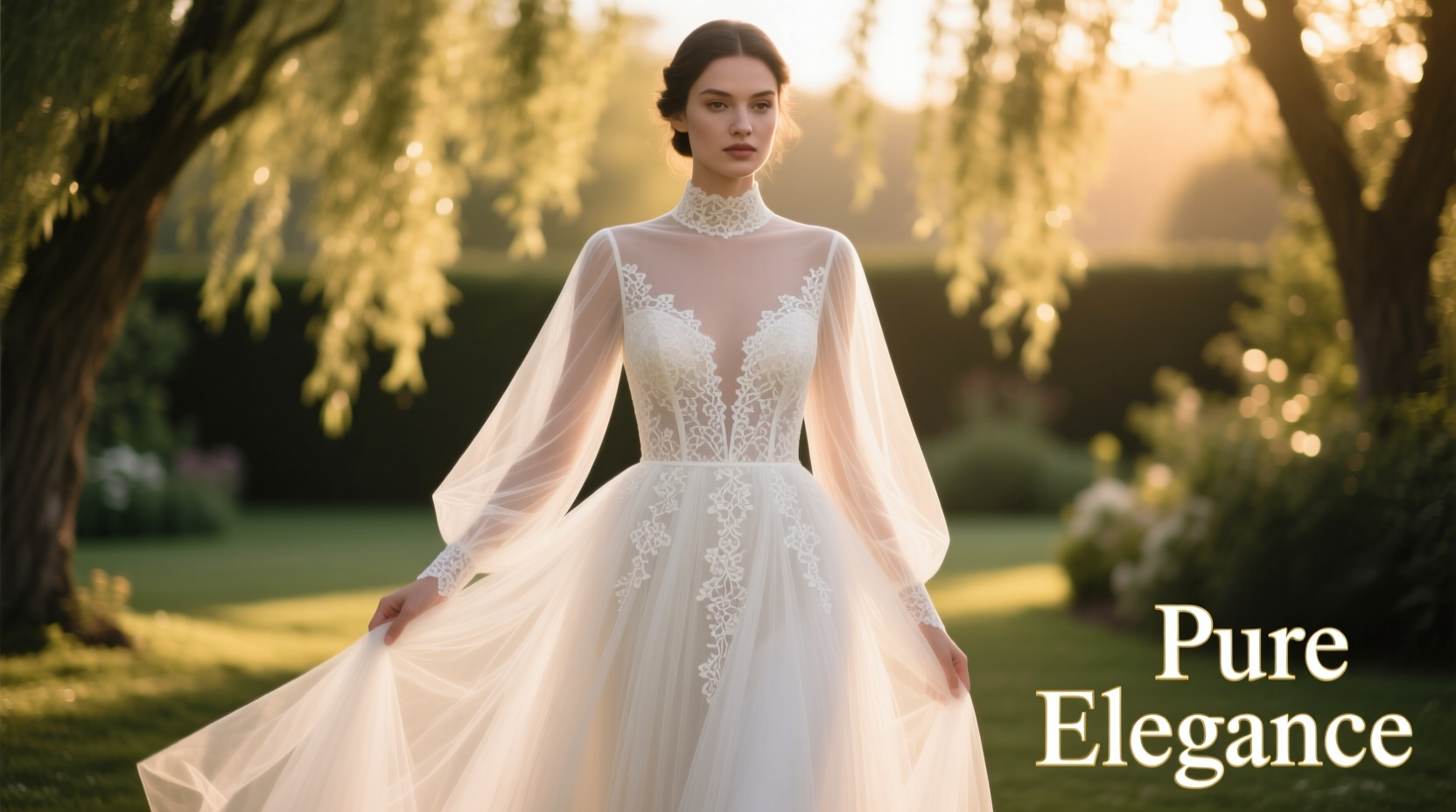 a line tulle wedding dress