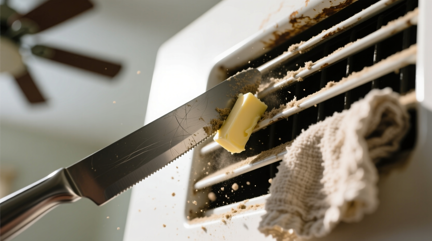 clean your air vents with a butter knife and rag