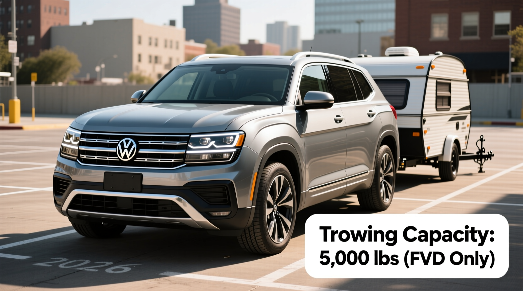 2026 VW Atlas Towing Capacity: 5,000 lbs (FWD Only)