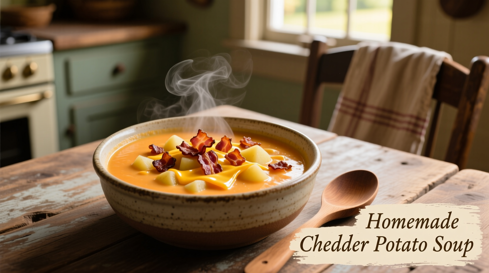 Perfect Cheddar Potato Soup with Bacon Recipe