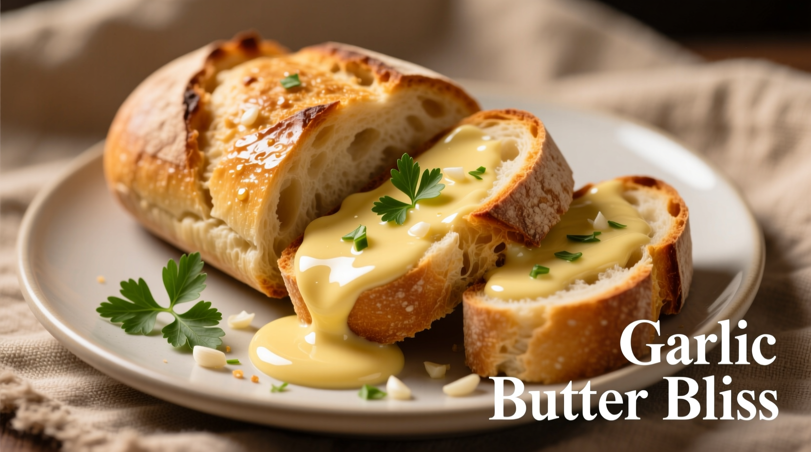 Golden garlic butter dipping sauce with bread