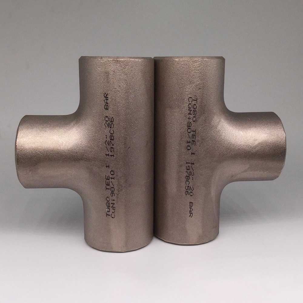 DIN standard CUNI 90/10 1 1/2" inch 20 Bar Galvanized copper tee pipe fittings