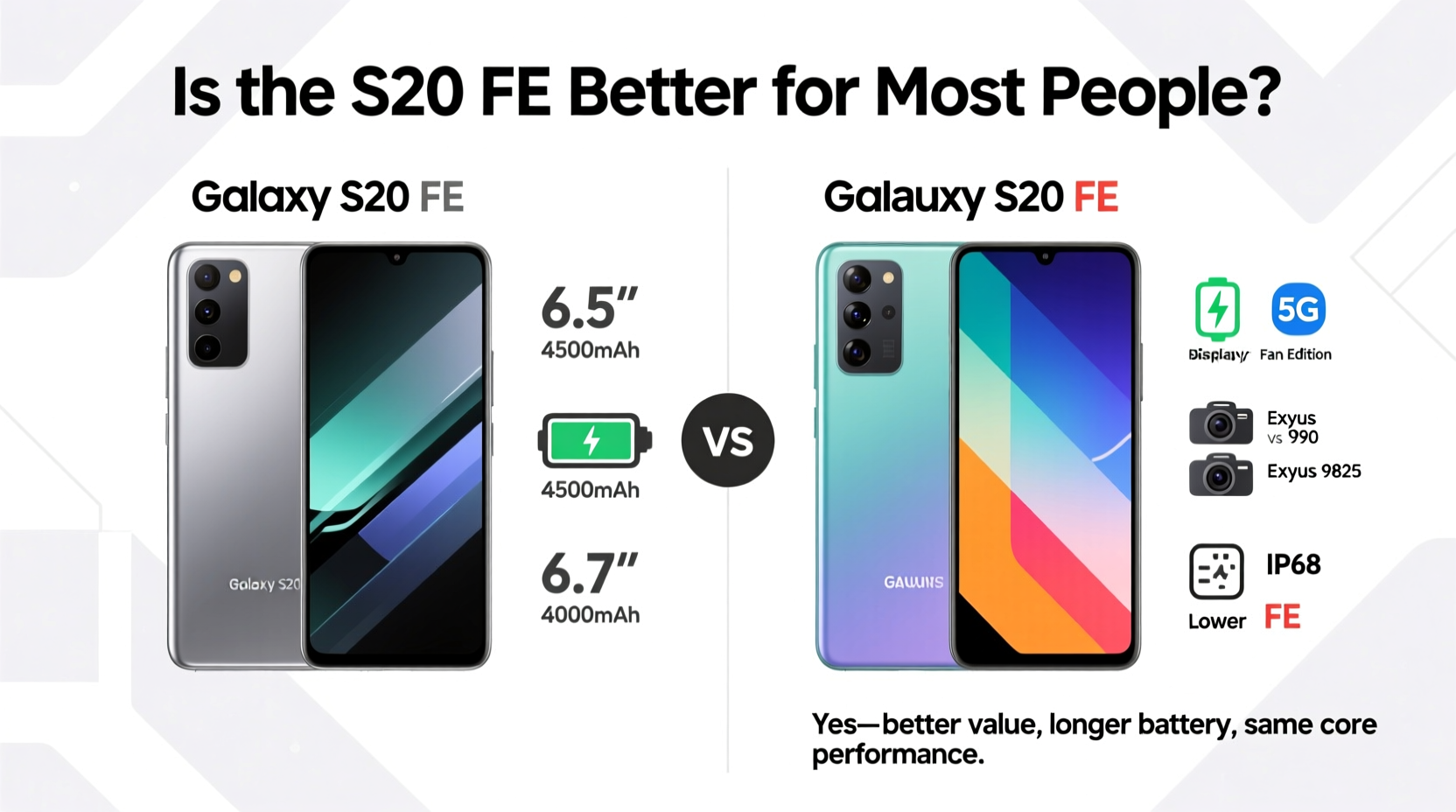 galaxy s20 fe vs s20 is the fan edition actually better for most people