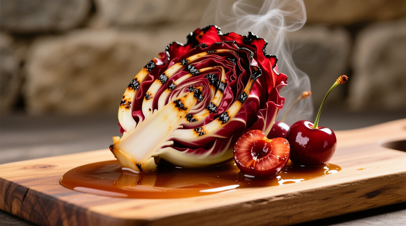 how to make grilled radicchio cherry gastrique sweet sour sauce