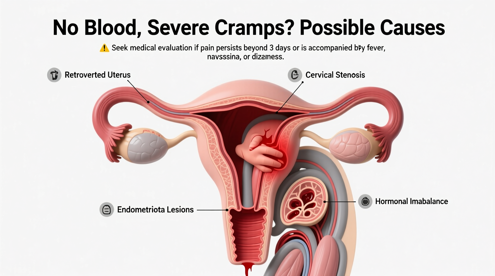 period cramps but no blood possible causes when to worry