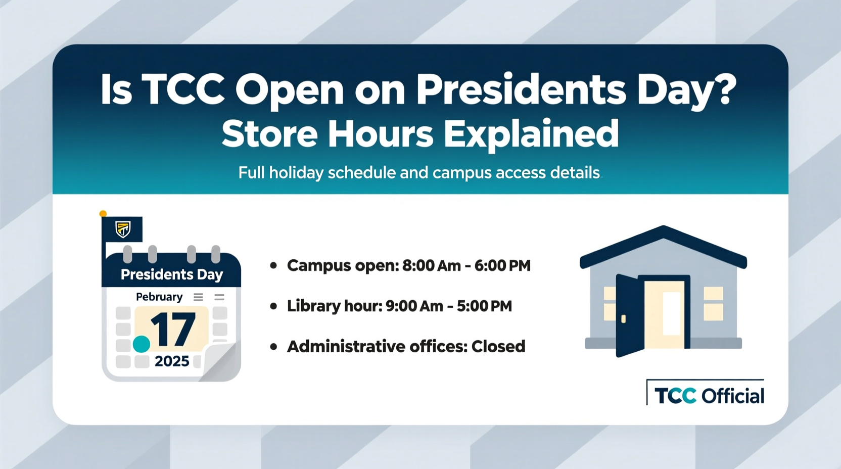 is tcc open on presidents day