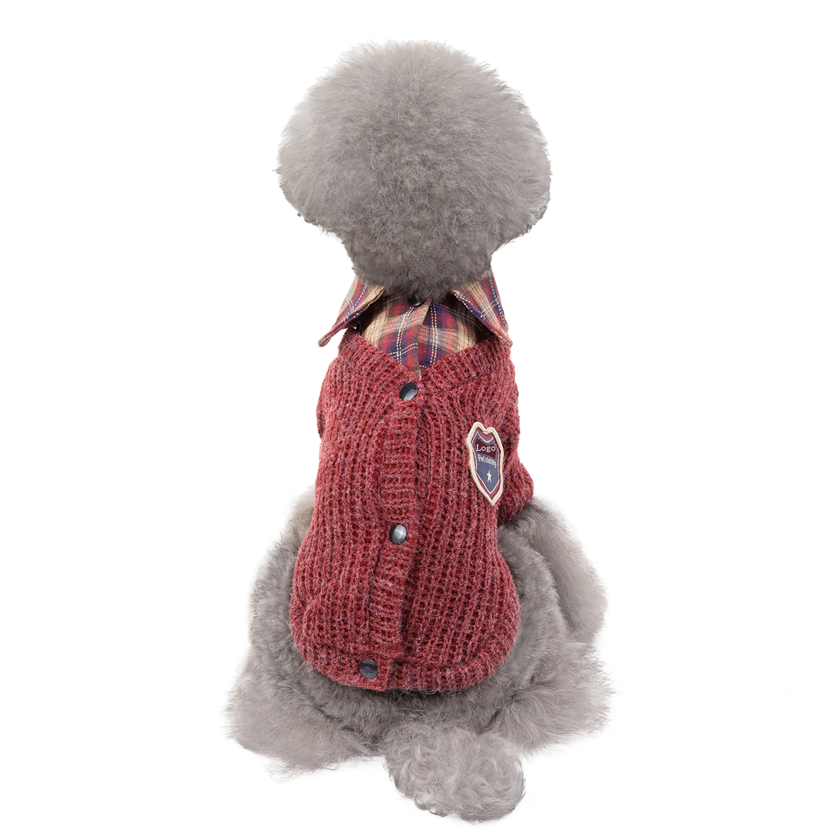 British Campus Style Pet Coat Fashionable Autumn Winter Dog Apparel Pet Accessories Lapel Plaid Dog Sweater