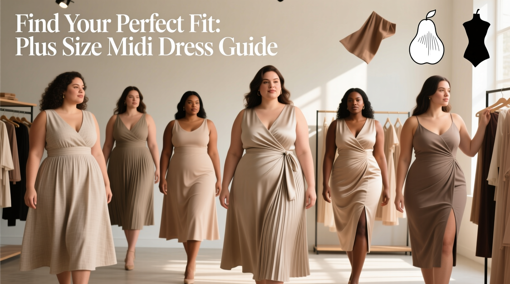 how to find and choose the perfect plus size midi dress for your body shape