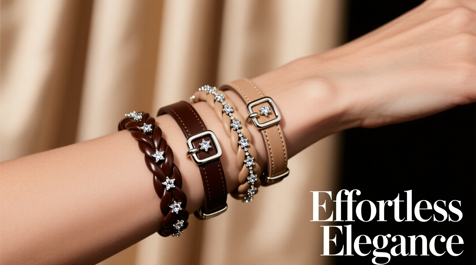 effortless elegance styling braided leather bracelets with sparkling zirconia jewelry